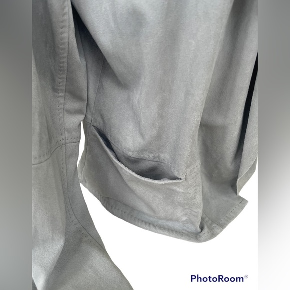 Grey Faux Suede Soft Open Cardigan - Picture 3 of 12